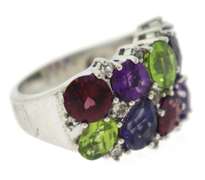 Sterling Silver Multi Color Gemstone Ring