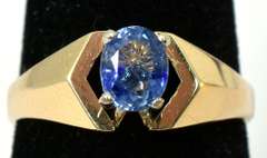 Dazzling Sapphire Solitaire Ring in 14KT Yellow Gold