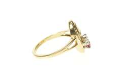 14K Yellow Gold Ruby Diamond Floral Bouquet Flower Pot Ring