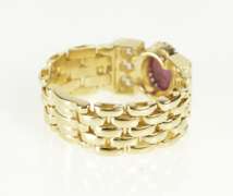 10K Yellow Gold Oval Ruby Diamond Accent Panther Chain Ring