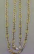 Italian Sterling Silver Two Tone Figaro Chain
