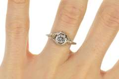 Platinum 1/3 Ct Art Deco Diamond Filigree Engagement Ring