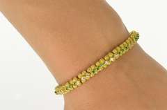18K Yellow Gold 1.35 Ctw 1930's Emerald Diamond Nugget Link Bracelet