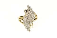 10K Yellow Gold Diamond Encrusted Freeform Statement Cluster Ring