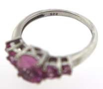 Sterling Silver Opal And Pink Saphires Ring