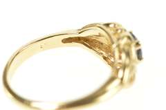 10K Yellow Gold Oval Blue Topaz Solitaire Ornate Celtic Knot Ring