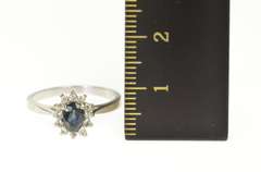 10K White Gold 0.68 Ctw Sapphire Diamond Halo Engagement Ring