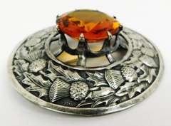 Early Massive Sterling Scottish Thistle Brooch