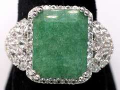 Elegant Filigree Natural Emerald & White Sapphire in Sterling