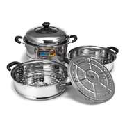 28cm 3 Tier Stainless Steel Steamer Cookware Pot Set