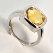 Chic Citrine Ring in 14K White Gold