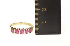 10K Yellow Gold Oval Natural Ruby Wavy Five Stone Band Ring
