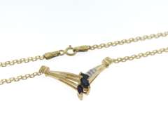 Stunning Yellow Gold Blue Sapphire and Diamond Necklace