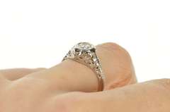 Platinum 1/3 Ct Art Deco Diamond Filigree Engagement Ring
