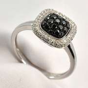 Striking White Pavé & Black Diamond 14K WG Ring