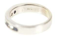 14K White Gold 0.50 Ctw Sapphire Diamond Wedding Band Ring