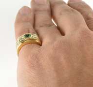 14K Yellow Gold 1.59 Ctw Emerald Diamond Channel Statement Ring