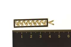 14K Yellow Gold Black Enamel Squared Vine Leaf Statement Pendant