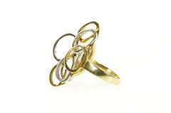 14K Yellow Gold Diamond Two Tone Geometric Oval Statement Ring