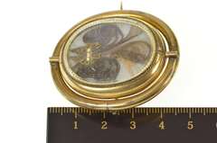 Gold Filled Hair Clothing Victorian Spinning Mourning Pin/Brooch
