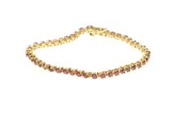 14K Yellow Gold 3.75 Ctw Natural Ruby Encrusted Tennis Bracelet