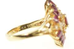 14K Yellow Gold 2.32 Ctw Ruby Diamond Halo Pear Statement Ring