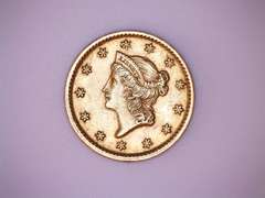 1854 Type 1 Near Unc US Gold $ 1 Dollar