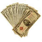 10 Various Red Seal $ 5 US Notes
