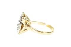 10K Yellow Gold Squared Diamond Encrusted Raised Cluster Ring