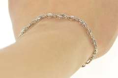 10K White Gold 1.00 Ctw Diamond Encrusted Wavy Link Tennis Bracelet