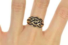 10K Yellow Gold Braid Channel Sapphire Twist Wavy Statement Ring
