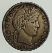 1901-S Barber Silver Half Dollar - Sharp