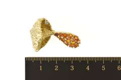 10K Yellow Gold Pave Citrine 1960's 3D Mushroom Statement Pin/Brooch