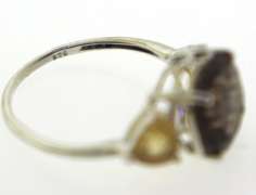 Sterling Silver Opal And Pink Saphires Ring