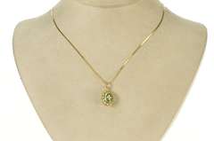 18K Yellow Gold Green & White Enamel Russian Faberge Egg Charm/Pendant