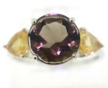 Sterling Silver Opal And Pink Saphires Ring