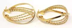 Trendy 14kt Yellow Gold Diamond Cut Interlocking Hoop Earrings
