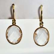 Tasteful White Quartz Earrings in 14K Yellow Gold
