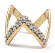 Beautiful Yellow Gold Diamond Chevron Ring