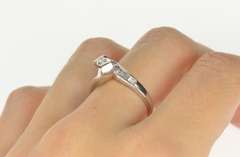 14K White Gold 0.58 Ctw Diamond Baguette Bypass Engagement Ring