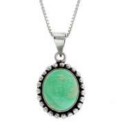 Sterling Silver Variscite Bali Bead Oval Pendant