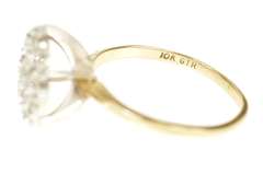 10K Yellow Gold Round Diamond Raised Retro Statement Ring