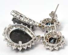 Stunning Black and White Diamond Earrings in 14KT White Gold