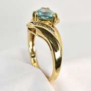 Blue-Green Topaz & Diamond Ring