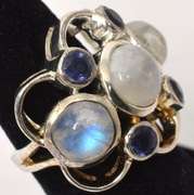 Sterling Silver Moonstone & Iolite Ring