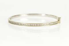 14K White Gold 0.82 Ctw Diamond Channel Oval Bangle Bracelet
