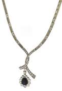 Must Have 2.25ct Pear Sapphire w Diamond Necklace