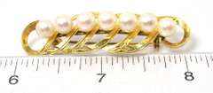 Elegant Filigree Pearl Brooch Pin in 14KT Yellow Gold