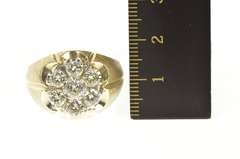 14K Yellow Gold 1.81 Ctw 1960's Round Diamond Cluster Men's Ring