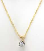 Twinkling 14kt YG Round Brilliant Cut Diamond Solitaire Necklace